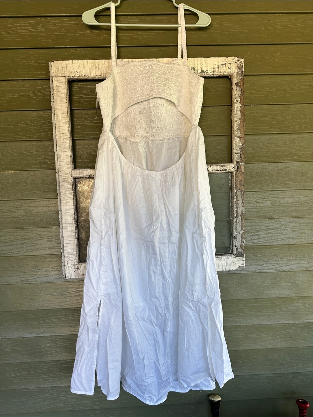 Old Navy White Smocked Maxi Dress with Spaghetti Straps - Picture 2 of 3
